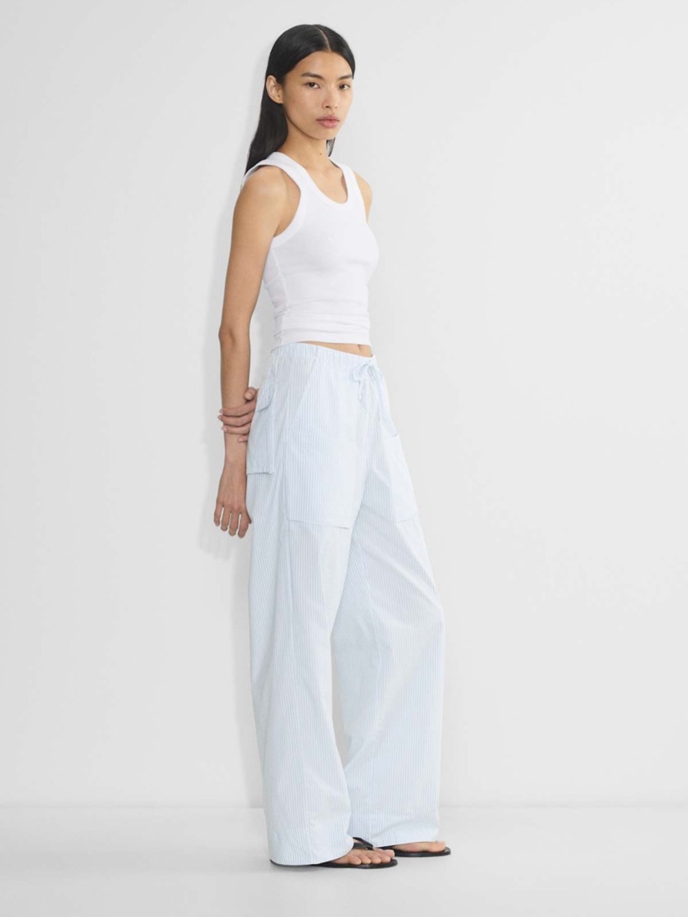 Aritzia Babaton System Poplin Pant | blue stripe - size small